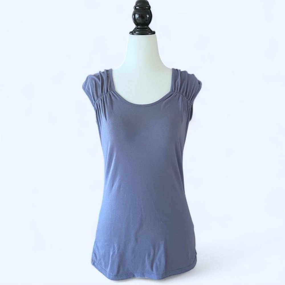 Y2K RW&CO. Women’s Grey Sleeveless Ruched Shoulders Scoop Neck Coquette Girl Top